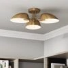 Metal 3-Arm Flush Mount Ceiling Light Brass