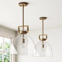 Glass Dome Pendant Lights Brass