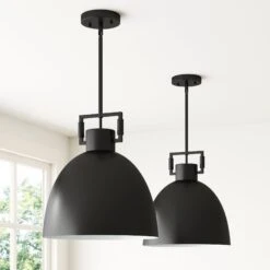 Metal Dome Pendant Lights Black