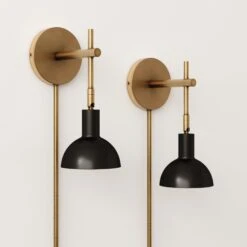 Plug-in Metal Wall Light Black Brass