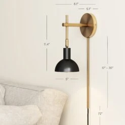 Plug-In Adjustable Metal Wall Light Black Brass -Nathan James 15003 DIM f8ee43ee d020 4bcf 87fd 4d71ae235f0f