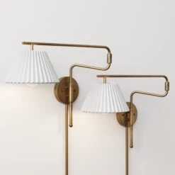 Metal Swing Arm Wall Lights Brass
