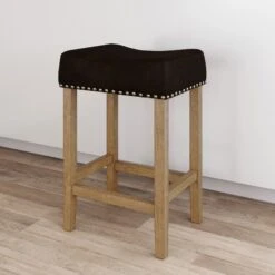 Faux Leather & Wood Saddle Seat Bar Stool 5 Faux Leather & Wood Saddle Seat Bar Stool -Nathan James 21308 HERO 7294ba1f a1a1 427c 8ace 992f4f534629