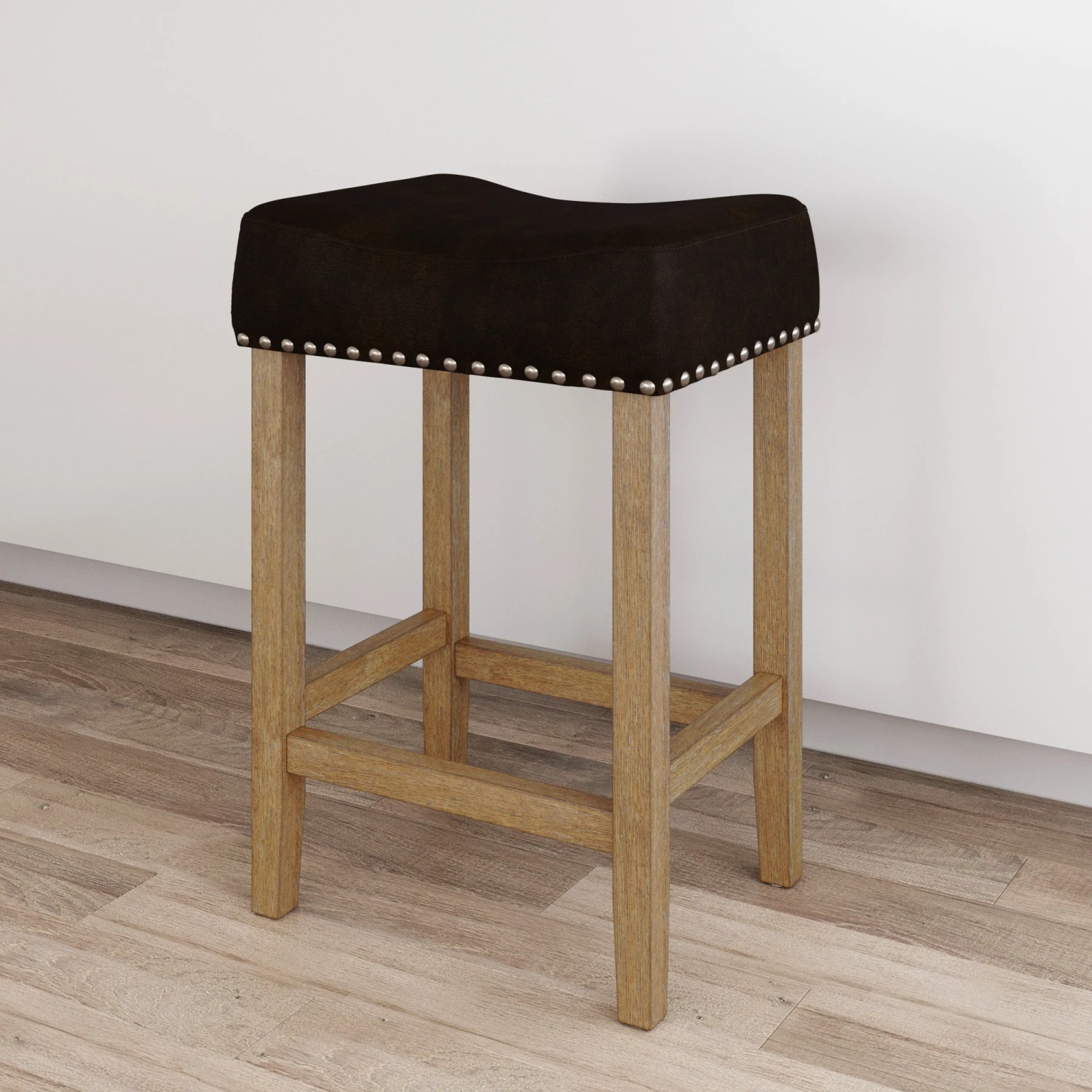 Faux Leather & Wood Saddle Seat Bar Stool Faux Leather & Wood Saddle Seat Bar Stool -Nathan James 21308 HERO 7294ba1f a1a1 427c 8ace 992f4f534629