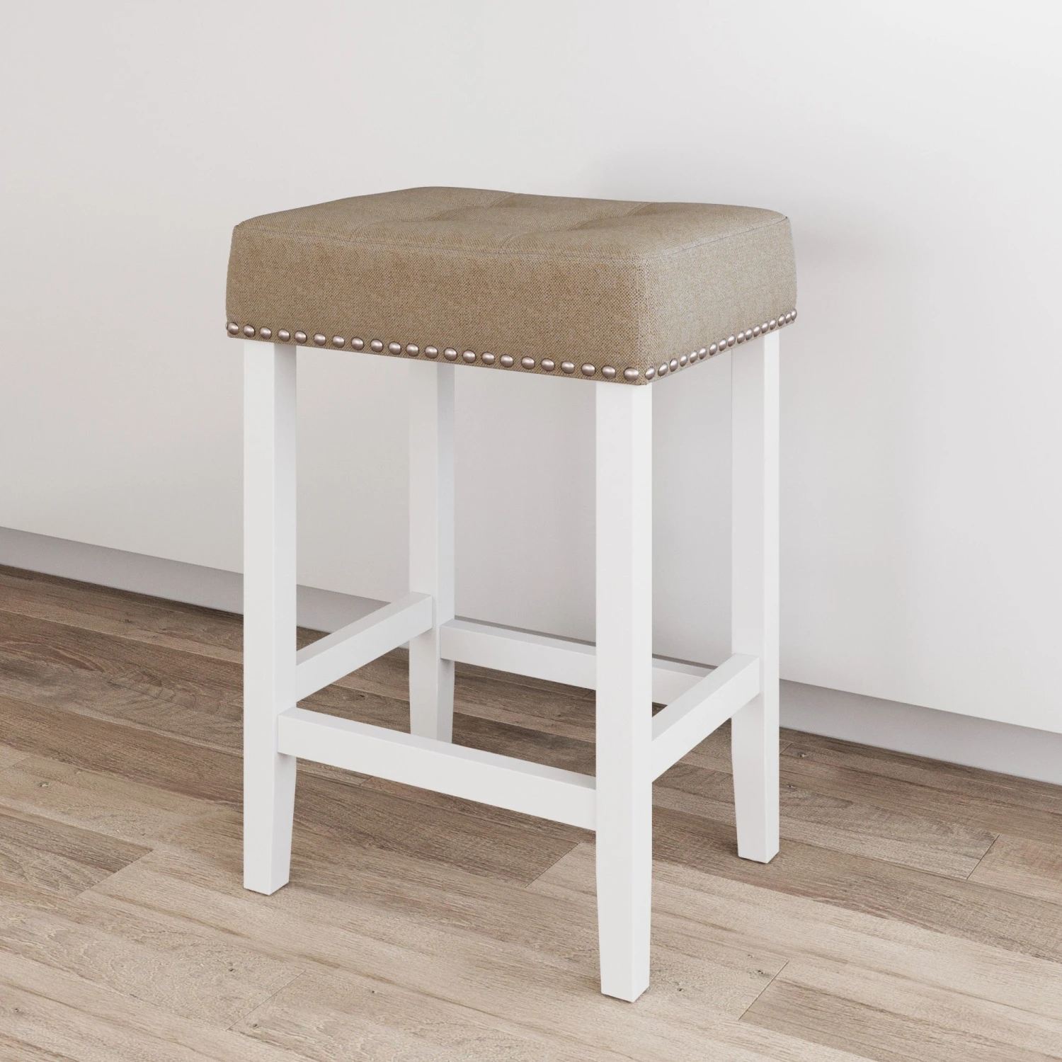 Upholstered Tufted Wood Backless Bar Stool Upholstered Tufted Wood Backless Bar Stool -Nathan James 21311 HERO c75e7891 760c 41d6 9a94 e03c0eed142e