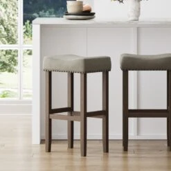 Wood Upholstered Saddle Seat Bar Stool -Nathan James 21402 HERO 2 ac379a19 a57e 4d6e 9125 c176efff0bf3