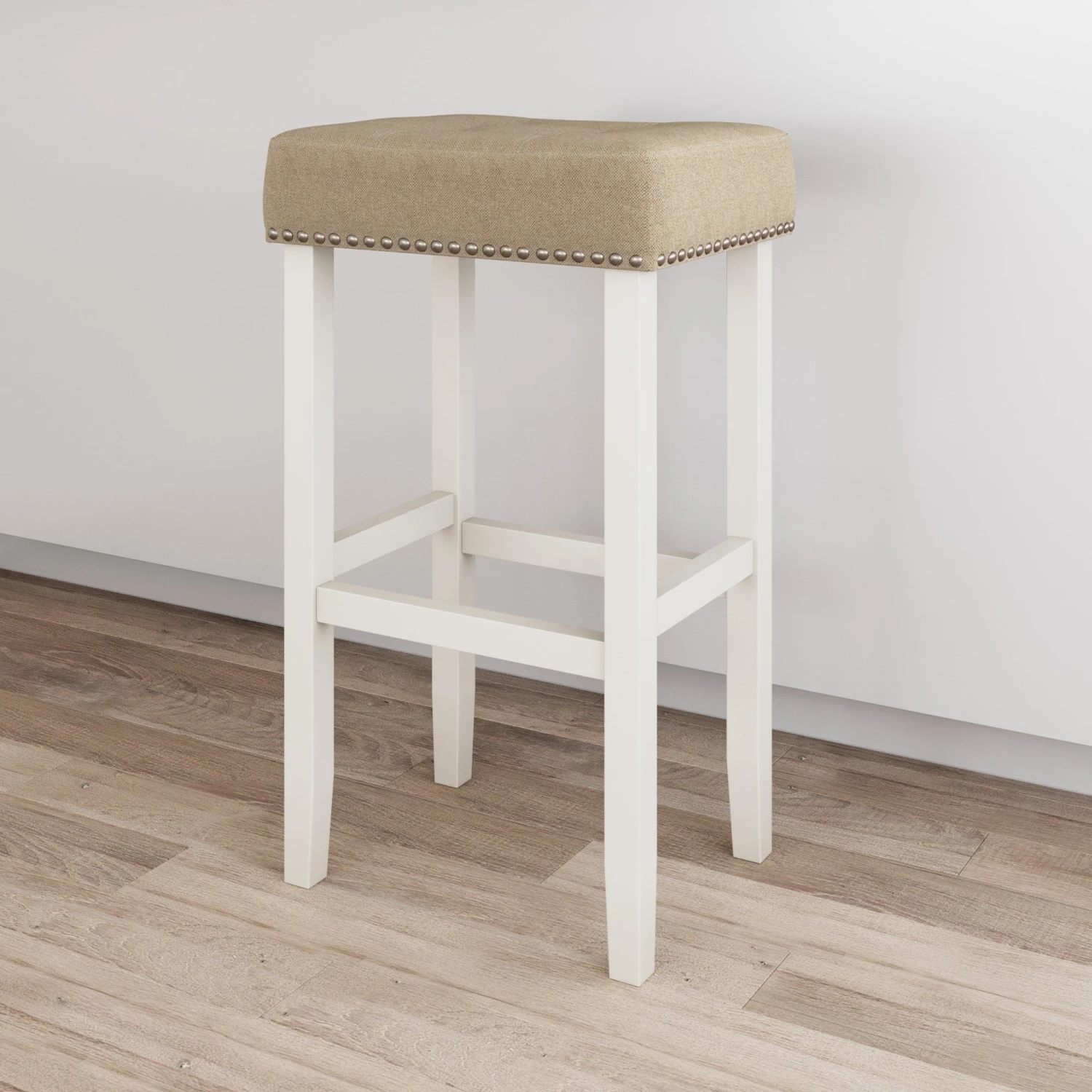 Upholstered Tufted Wood Backless Bar Stool Upholstered Tufted Wood Backless Bar Stool -Nathan James 21411 HERO d4586108 0105 42f0 a62d 2fd7d6f64104