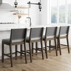 Set Of 4 Counter Height Bar Stools Dark Brown