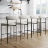 Set Of 4 Boucle Counter Height Bar Stools