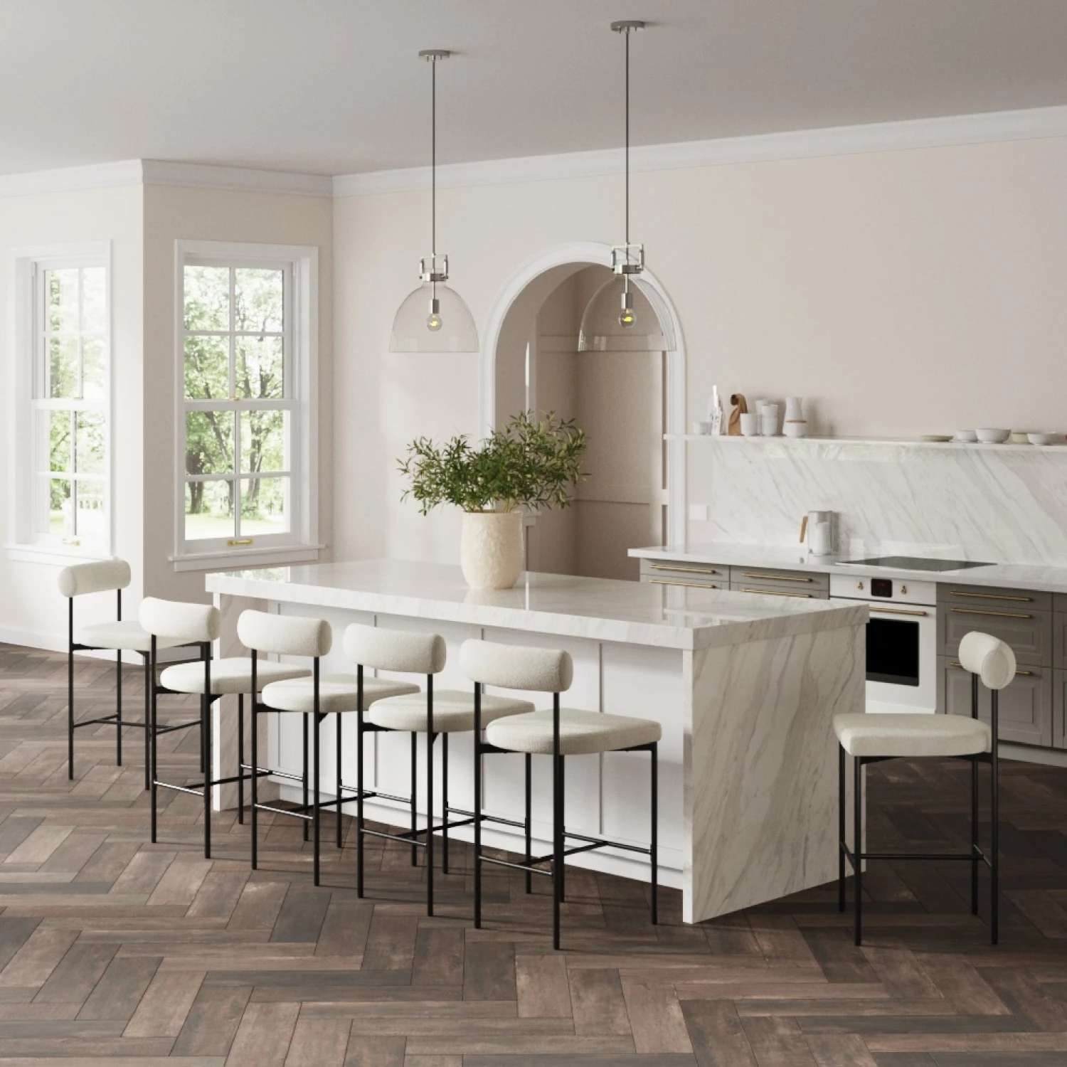 Set of 6 Boucle Counter Height Bar Stools Set Of 6 Boucle Counter Height Bar Stools -Nathan James 21607 6 LS cc909353 b841 4adf 93e0 9b6eaf63bef6