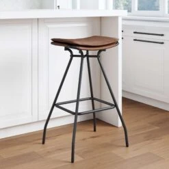 Faux Leather Upholstered Bar Height Bar Stool