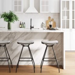 Fabric Upholstered Bar Height Bar Stool -Nathan James 21702 Dominique Bar Stool ROOM DESIGN 2