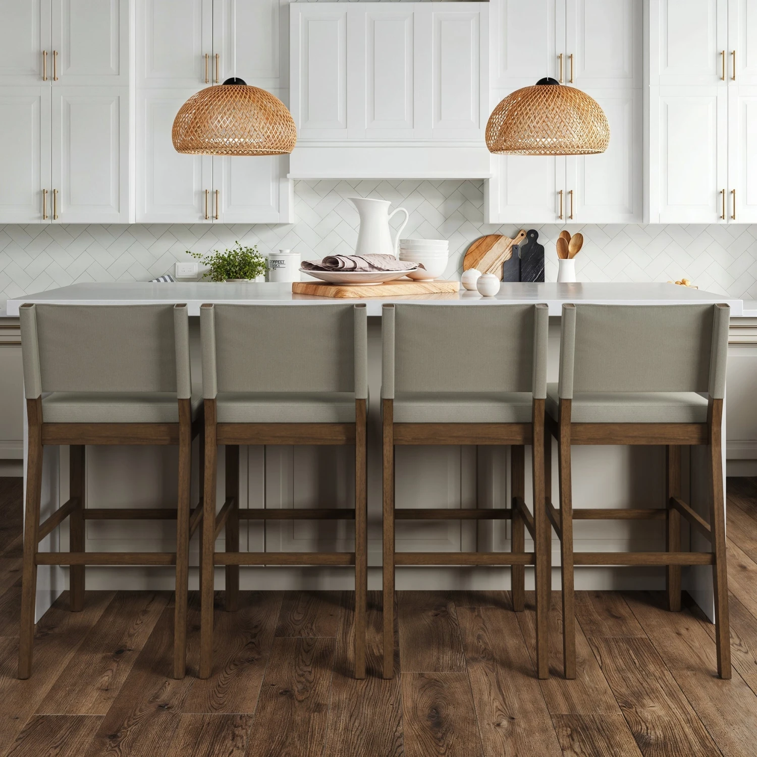 Light Gray Bar Stool with Back Set of 4 Light Gray Bar Stool With Back Set Of 4 -Nathan James 22022 4 LS