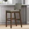 Light Gray Cushioned Bar Stool With Back