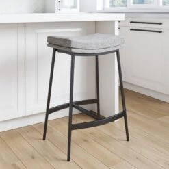 Upholstered Counter Height Bar Stool Gray