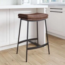 Upholstered Counter Height Bar Stool Brown
