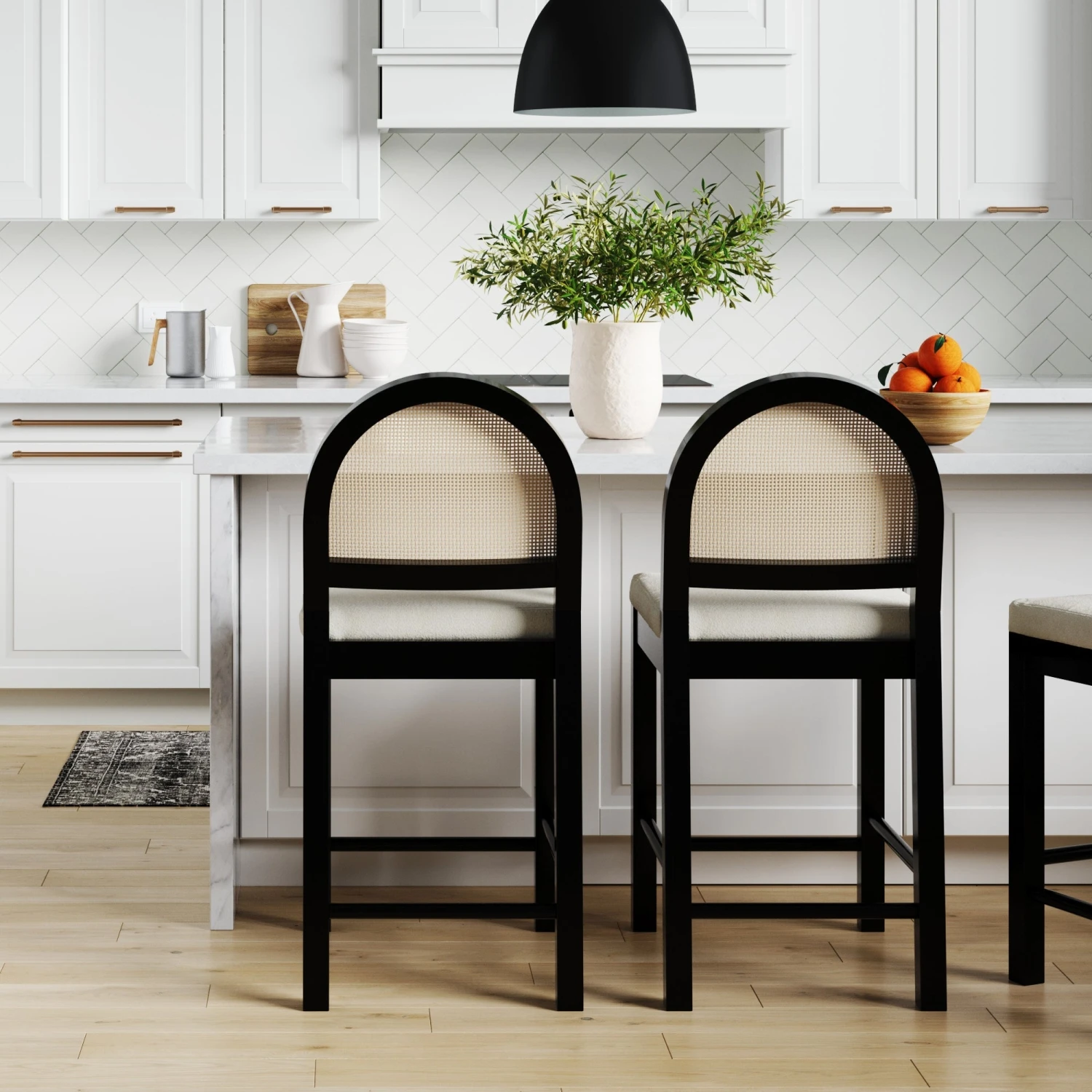 Boucle & Rattan Counter Bar Stool Black Boucle & Rattan Counter Bar Stool Black -Nathan James 23203 LS 233cc0b5 6caf 48ed b5b3 0b48a4c403cc