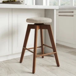 Wood Swivel Cushion Counter Height Bar Stool Brown
