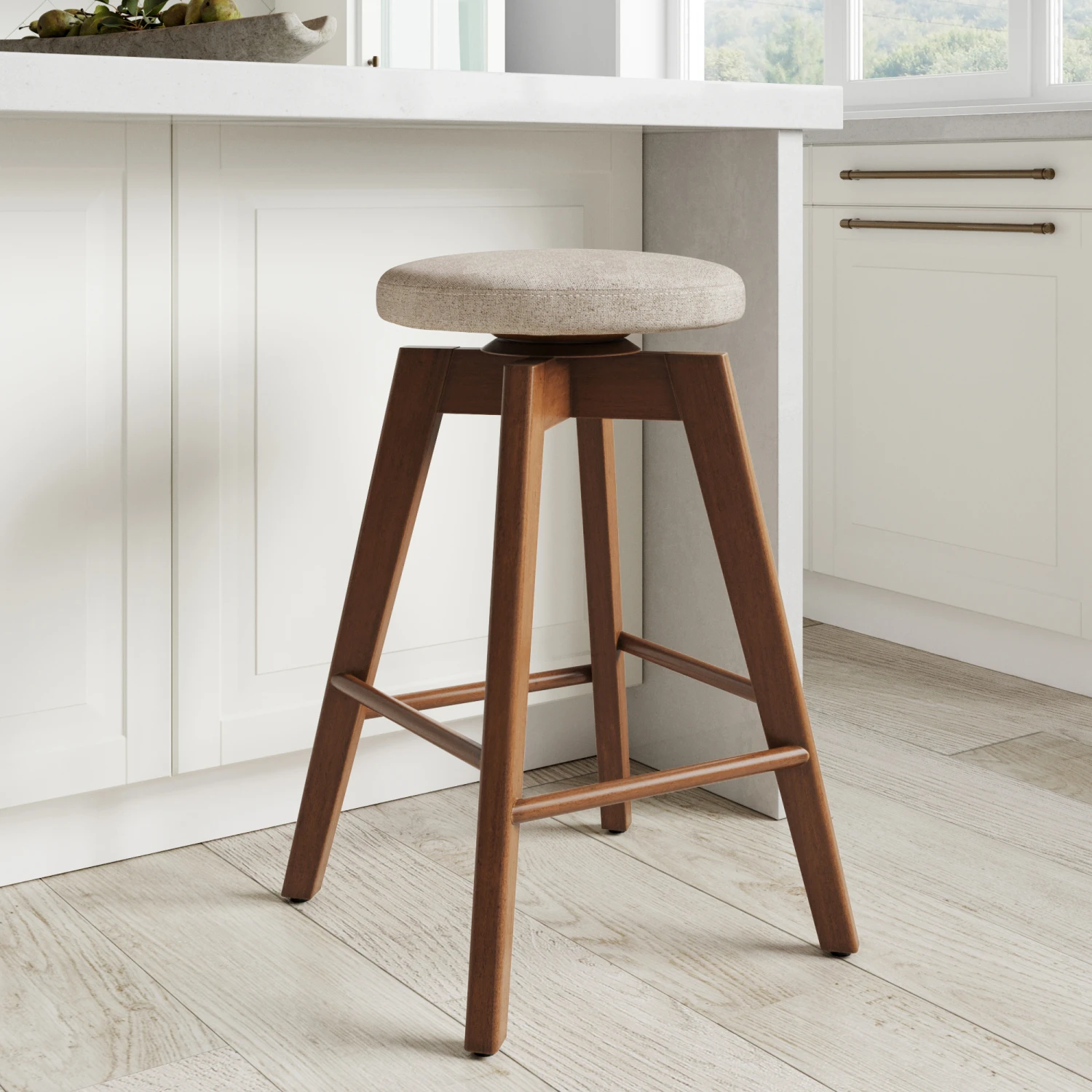 Wood Swivel Cushion Counter Height Bar Stool White Wood Swivel Cushion Counter Height Bar Stool White -Nathan James 23401 HERO aab9e828 1082 470b b42a da025ab94239