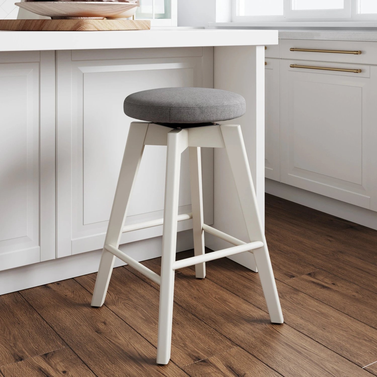 Wood Swivel Cushion Counter Height Bar Stool White Wood Swivel Cushion Counter Height Bar Stool White -Nathan James 23402 HERO eaeabd8a ed04 4071 a09d f854d6e53b6a