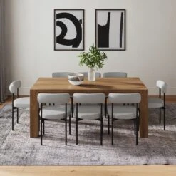 Set Of 8 Metal Modern Dining Chairs Gray