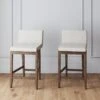 Set Of 2 Boucle Counter Bar Stools Dark Brown