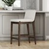 Wood Boucle Counter Height Bar Stool Dark Brown