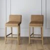 Set Of 2 Faux Leather Counter Bar Stools Light Brown