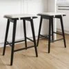 Set Of 2 Boucle Counter Bar Stools Black