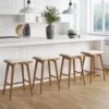 Set Of 4 Boucle Counter Bar Stools Brown