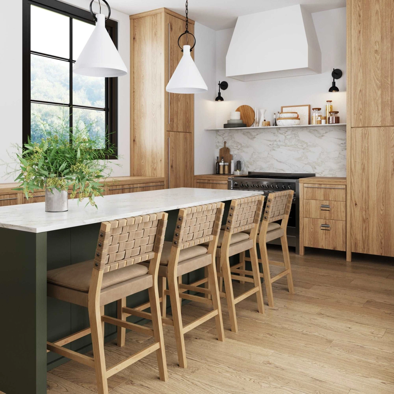 Woven Faux Leather Counter Bar Stool Brown Woven Faux Leather Counter Bar Stool Brown -Nathan James 24501 LS 2