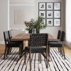 Set Of 6 Faux Leather Dining Chairs Black