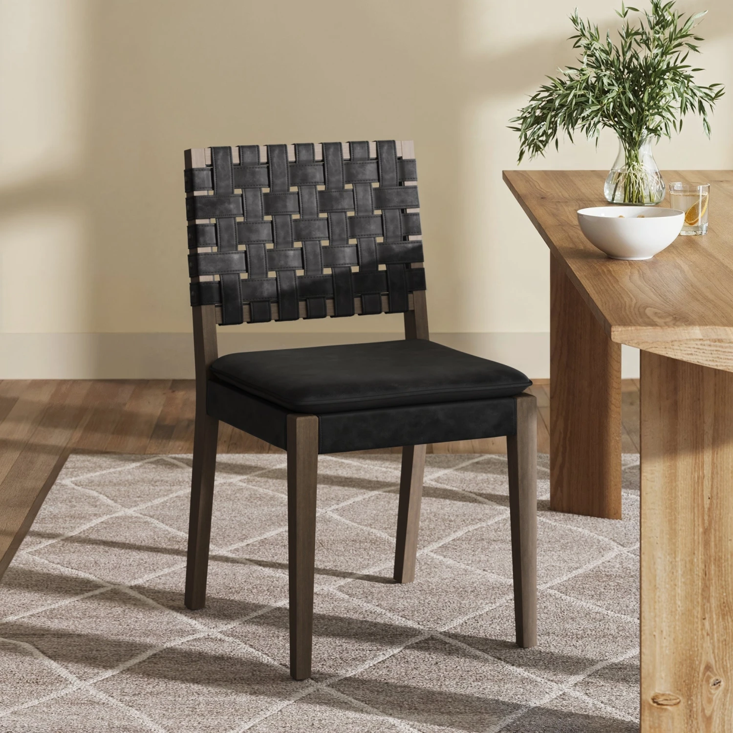 Woven Faux Leather Dining Chair Black Woven Faux Leather Dining Chair Black -Nathan James 24521 HERO 8da1d0cb e496 4a5c ac70 3dfc42509108
