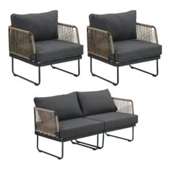 Outdoor Set Cord Patio Loveseat & 2 Arm Chairs Gray -Nathan James 25901 1L2C WB f2df59a7 e4fa 414d a745 3ef1795e688e