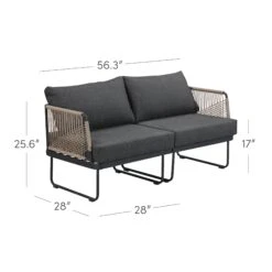 Modern Outdoor Patio Cushioned Cord Loveseat Gray -Nathan James 25901 DIM ad43d5e1 143e 4ee9 8f51 14c11491634b