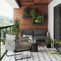 Outdoor Set Cord Patio Loveseat & 2 Arm Chairs Gray -Nathan James 25901 LS2 5b4cfaa1 e41f 45aa a6a6 785b2dbd2277