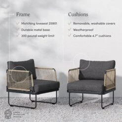 Set Of 2 Outdoor Cord Patio Arm Chairs Gray -Nathan James 25902 FEAT ffc1cfce 906a 42fe a107 c6a169b40b76