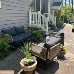 Set Of 2 Outdoor Cord Patio Arm Chairs Gray -Nathan James 25902 UGCCarouselImage1