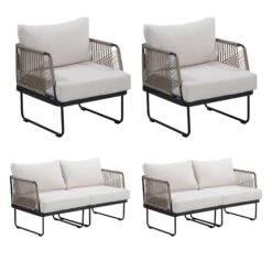 Outdoor Set Patio 2 Loveseats & 2 Chairs White -Nathan James 25905 2L2C WB 42482190 2d39 4b1b b3cd 30d0b6a5e306