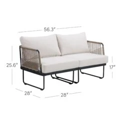 Set Of 2 Outdoor Patio Cord Loveseats White -Nathan James 25905 DIM 19c2e11d 0a0a 463c 9de9 d802fc3a260a