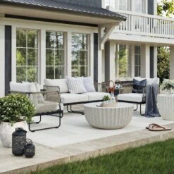 Modern Outdoor Patio Cushioned Cord Loveseat White -Nathan James 25905 LS2 de04d850 3699 49f7 b9a8 58b78d513c26