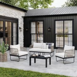 Outdoor Set Patio 2 Loveseats & 2 Chairs White -Nathan James 25906 LS2 9e993c11 c23c 4cb7 9768 b8825220ca6d