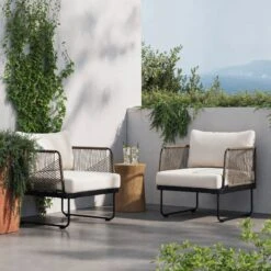 Set Of 2 Outdoor Cord Patio Arm Chairs White -Nathan James 25906 LS 41e17eb2 f8c4 4bef bd4b aa886156a12a