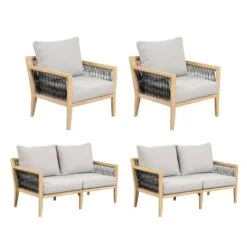 Set Of 2 Outdoor Patio Couches & 2 Chairs Gray -Nathan James 26200 K6 WB aee68c0f ba80 4d2d bfd3 289e9b7e1e13