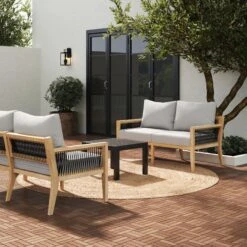 Set Of 2 Outdoor Patio Couches Gray Acacia