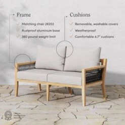 Outdoor Solid Wood Patio Couch Gray -Nathan James 26201 FEAT 176b301c 97ea 4be9 a3c0 7eaa12ddcb11