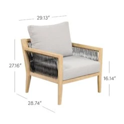 Set Of 4 Outdoor Wood Cushioned Patio Chairs -Nathan James 26202 DIM 427a03b6 8184 4a7a be0b 7e577560868a