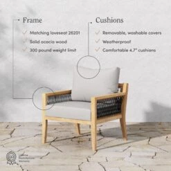 Set Of 4 Outdoor Wood Cushioned Patio Chairs -Nathan James 26202 FEAT e0b242c0 557e 4e85 b9d2 05607573ee0a