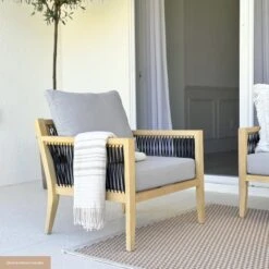 Set Of 2 Outdoor Wood Cushioned Patio Chairs -Nathan James 26202 UGCCarouselImage2 fc330be3 fff4 4b31 a452 2ccd42f814f0