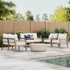Set Of 2 Outdoor Loveseats & 2 Chairs White
